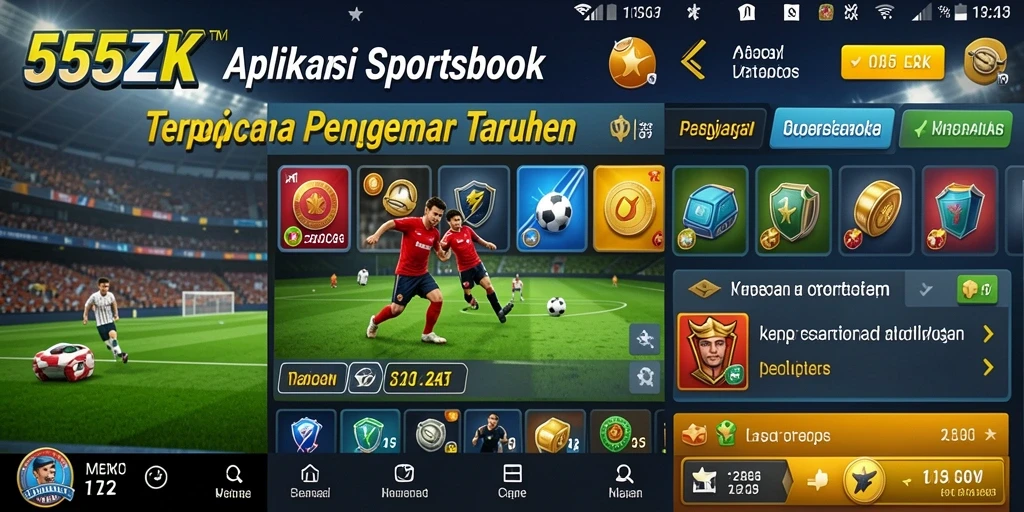 Tampilan utama aplikasi 555ZK menampilkan berbagai opsi taruhan olahraga.