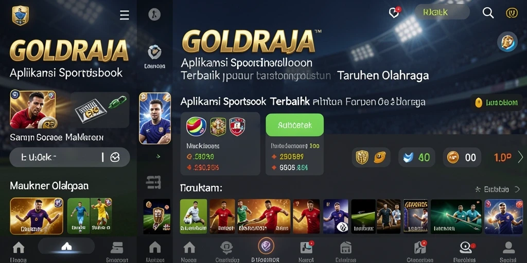 Screenshot utama GOLDRAJA menampilkan pengguna yang sedang melakukan taruhan olahraga.