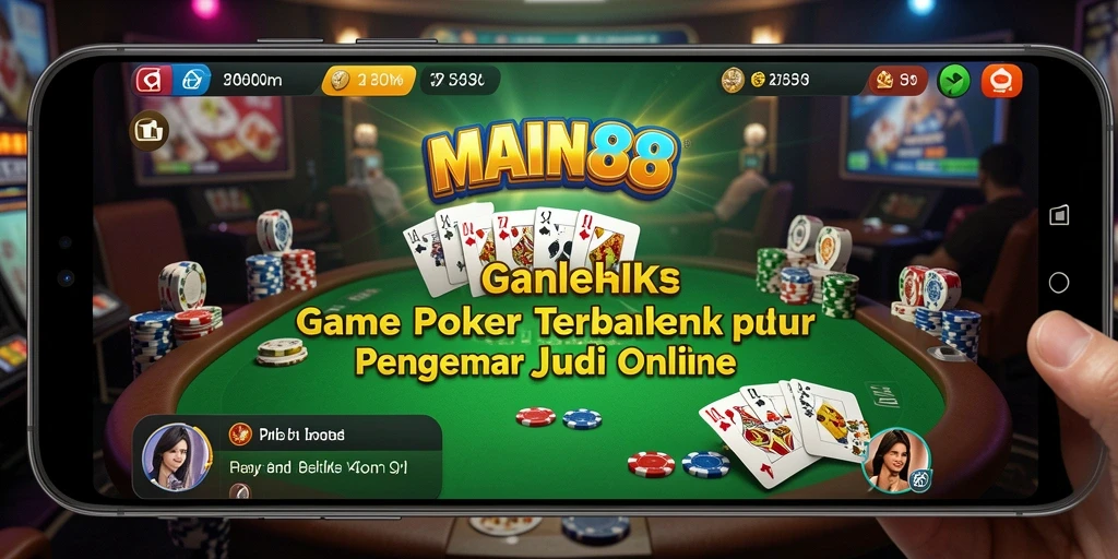 Screenshot gameplay menunjukkan variasi permainan poker yang seru.