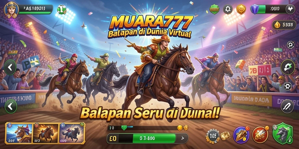 Tampilan seru gameplay Racing di MUARA777 dengan mobil cepat.