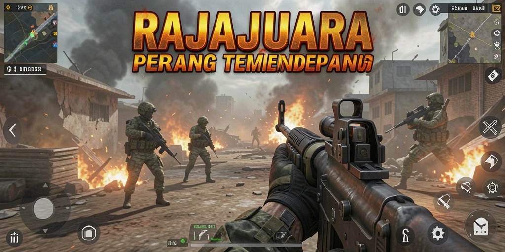 Tampilan gameplay seru RAJAJUARA dengan aksi menembak yang intens.