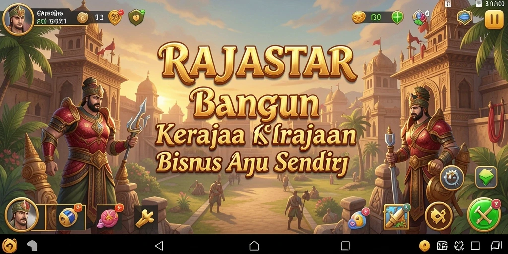 Tampilan gameplay <strong>RAJASTAR</strong> yang menunjukkan dunia bisnis yang dinamis.