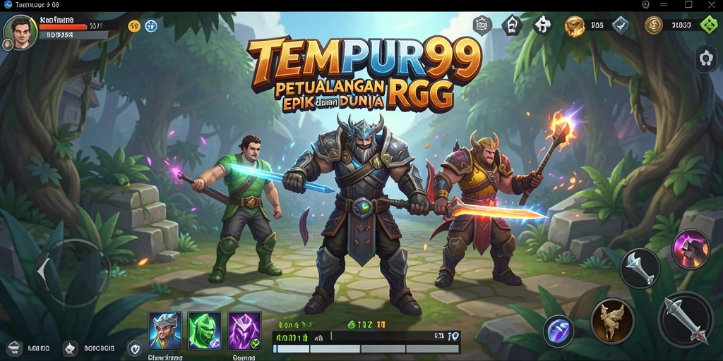 Tangkapan layar gameplay TEMPUR99 yang menunjukkan aksi pertempuran epik.
