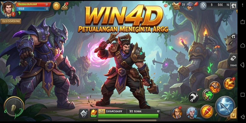 Tampilan gameplay menegangkan dalam WIN4D dengan aksi karakter yang mendukung petualangan ARPG.